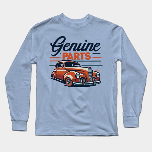 Genuine Parts Classic Car Long Sleeve T-Shirt by Kingrocker Clothing